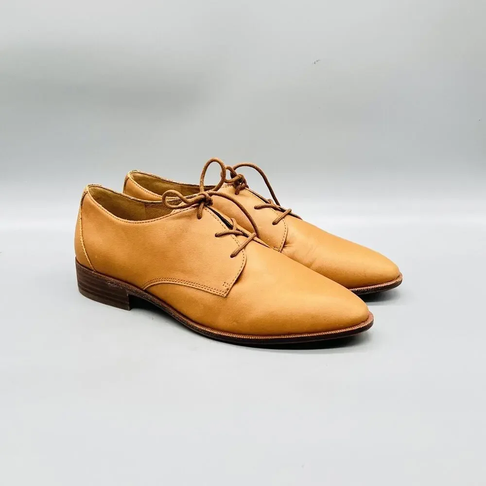 Madewell Shoes Womens 9 Brown Leather Oxford Flats Lace Up Almond Toe Casual